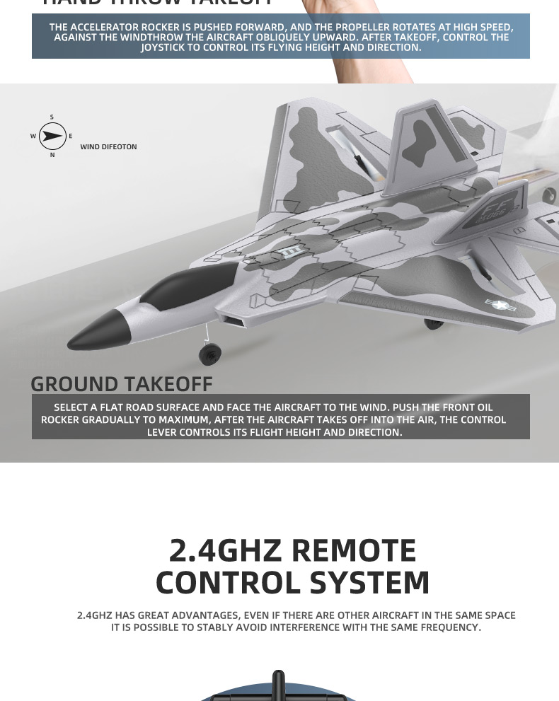 F22 Rtf Epp Foam Jet Airplane Remote Control Rc Fighter Plane Toy Age Range 8 to 13 Years Control distance About 200 meters