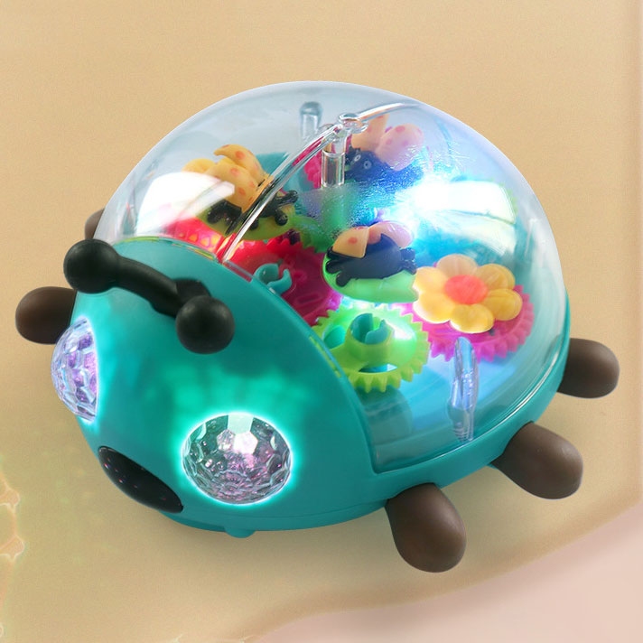 Items Electric Children's Puzzle Toy Transparent Gear Beetle Universal Walking Music Light Insect Toy