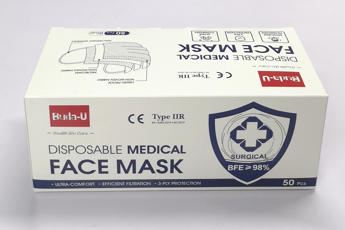 Buda-U Hospital 3 Layer Face Mask, Disposable Surgical Face Mask, Protective Face Mask , Operational Use-Light Blue