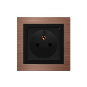 China Aluminum Frame French Round Plug Sockets 16 Amp Dark Rose Gold Color wholesale