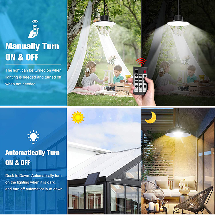 Solar Powered Waterproof Chinese Hanging Led Lantern For Camping Garden Yard Portable