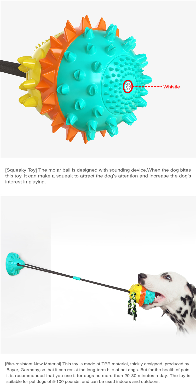 New Series Cleaning Teeth Extra Durable Pet Interactive Chewing Biting Dog Toy Suction Cup With Rope