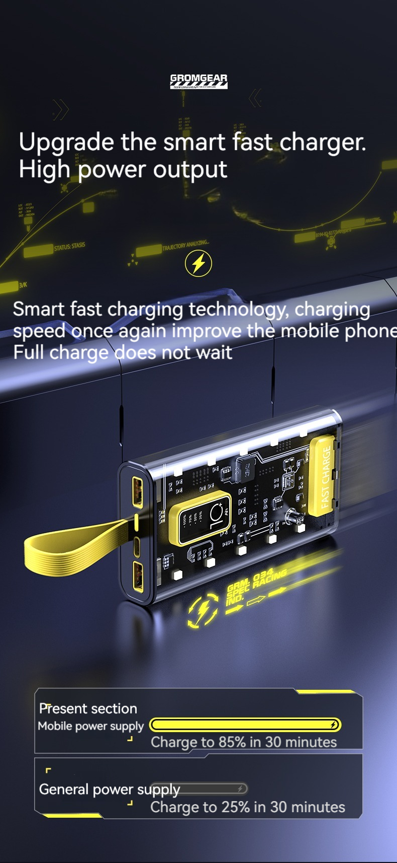 TYPE-C Input Interface Power Bank Transparent 10000mAh Mobile Power Supply for iPhone 15 14