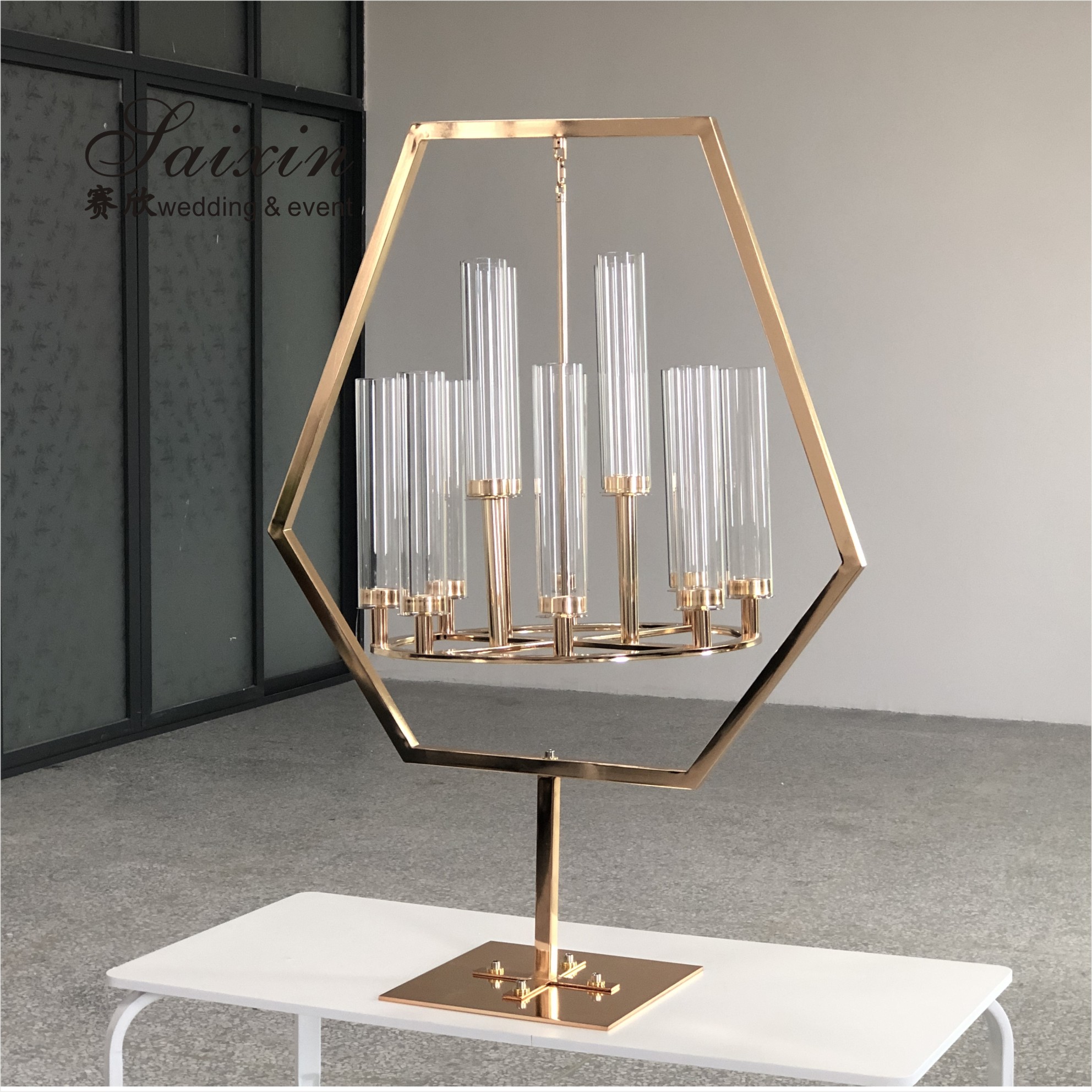 160CM wedding standing flower arrangements square gold black white