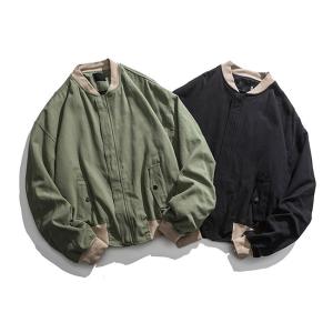 China Autumn Winter Retro Stand Up Collar Jacket Loose Jet Printed Baseball Jacket wholesale