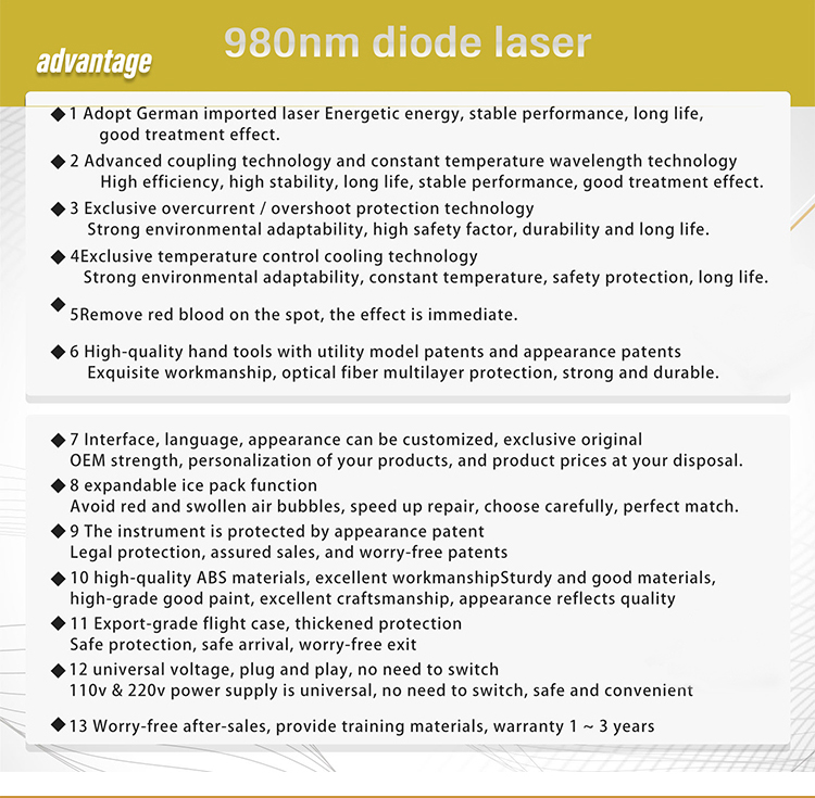 60W Laser Spider Vein Removal Machine For Vascular High Power Diode 980nm