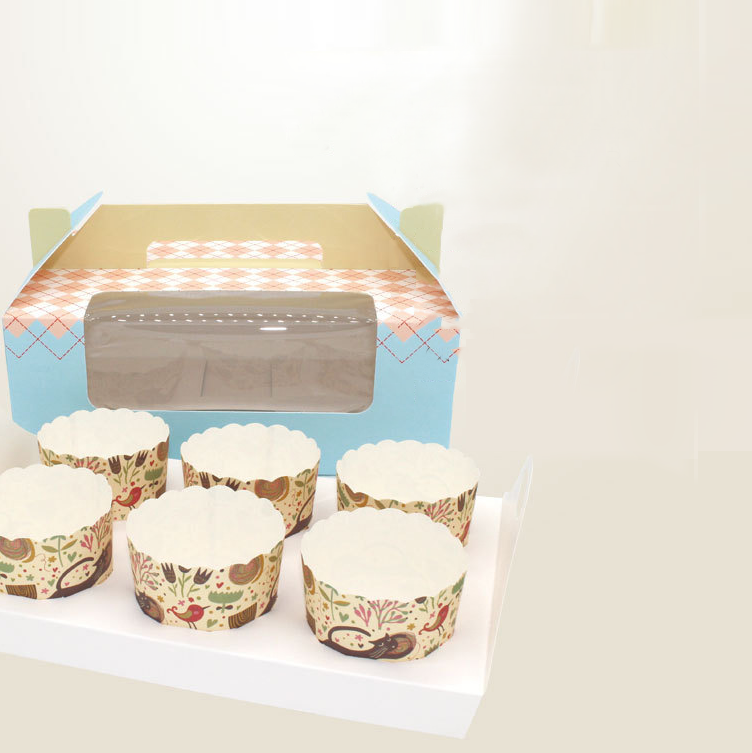 Custom Logo Printing Cupcake Paper Sweet Box With Clear Display Window