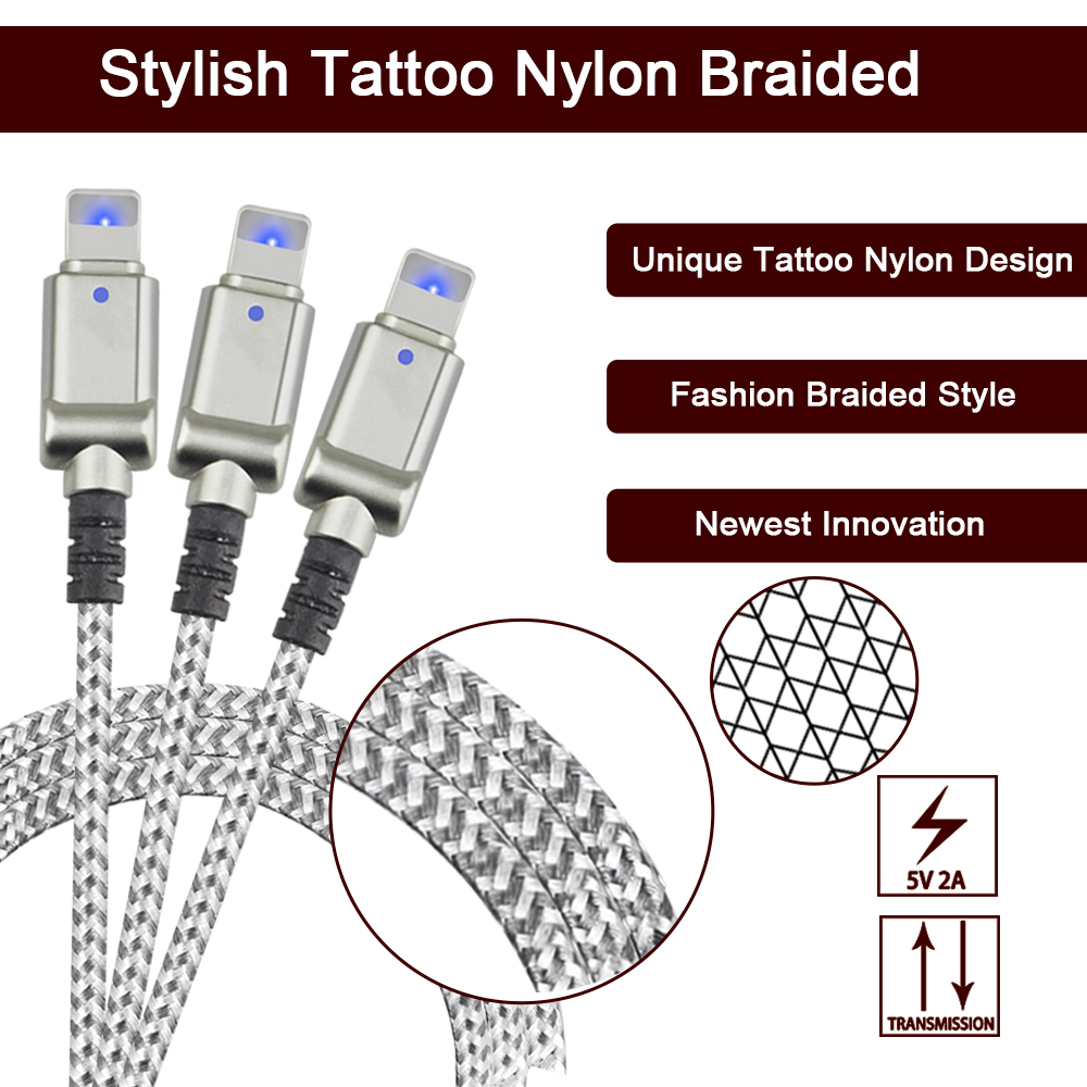 2A Stylish LED Light USB Data Cable For Iphone Micro Usb To 8 Pin Fast Charging