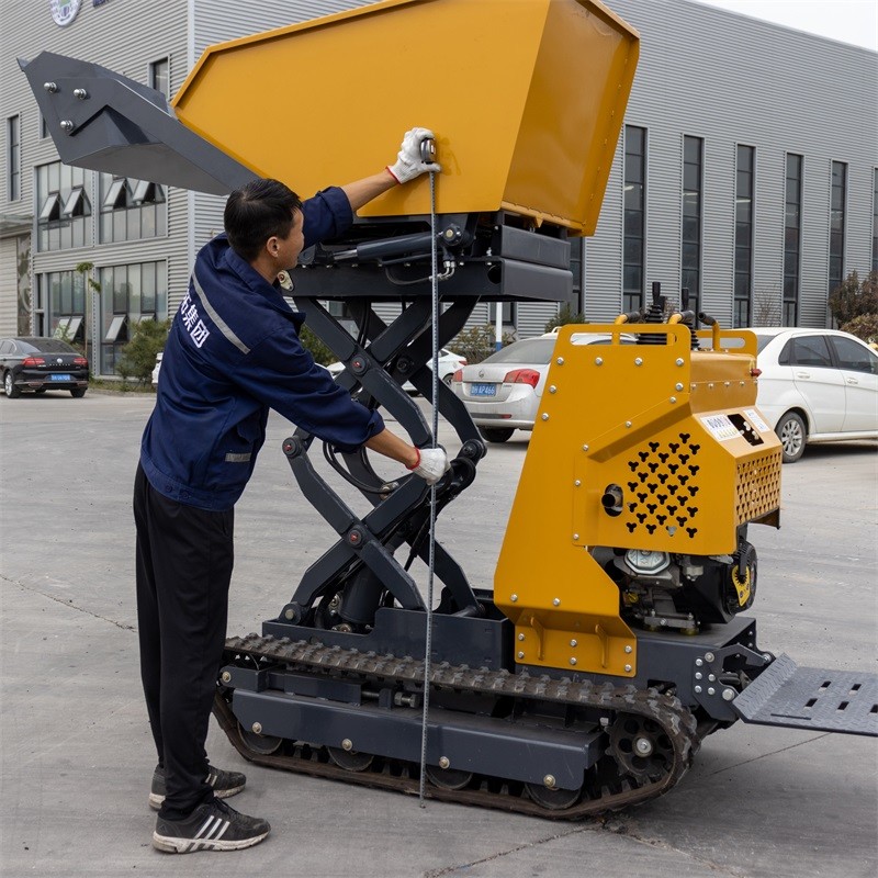 Automatic Lift 1000kg Compact Crawler Dumper , Farming Small Tracked Carrier