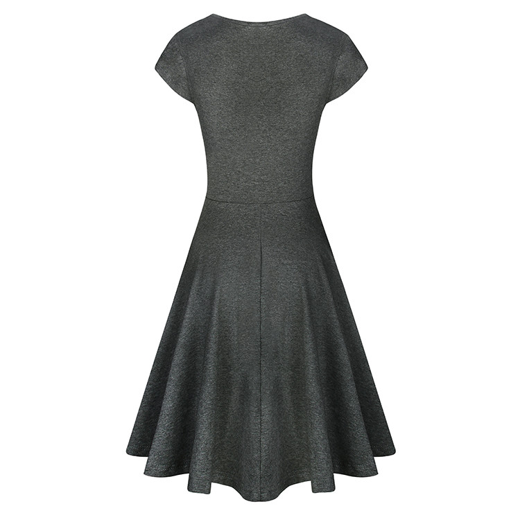 Newest Design WomenNew Arrival Pure Color Sleeveless V Neck Dress with Plus Size