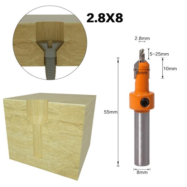 Yingba Hot Selling 8mm HSS Countersink Woodworking Router Bit Set Counterbore Drills with Screw Extractor Milling Cutter