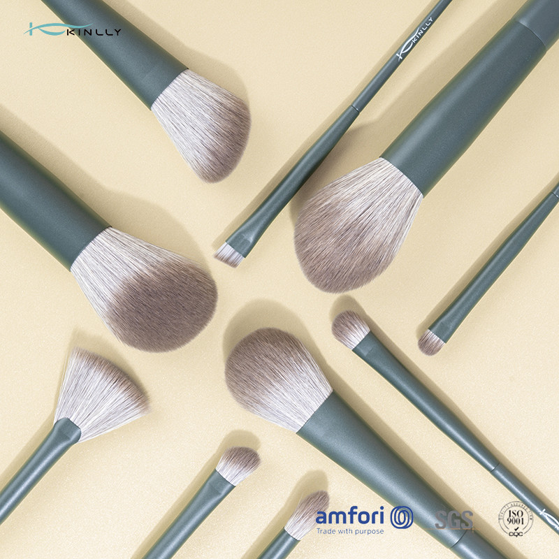 Nylon Hair BSCI Aluminum Ferrule Cosmetic Brush Set 10pcs