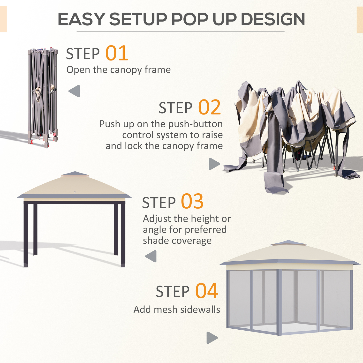 Rot Proof L330 x W330 x H288cm AJUNION Garden Gazebo Outdoor Canopy Shade Pop Up Tent