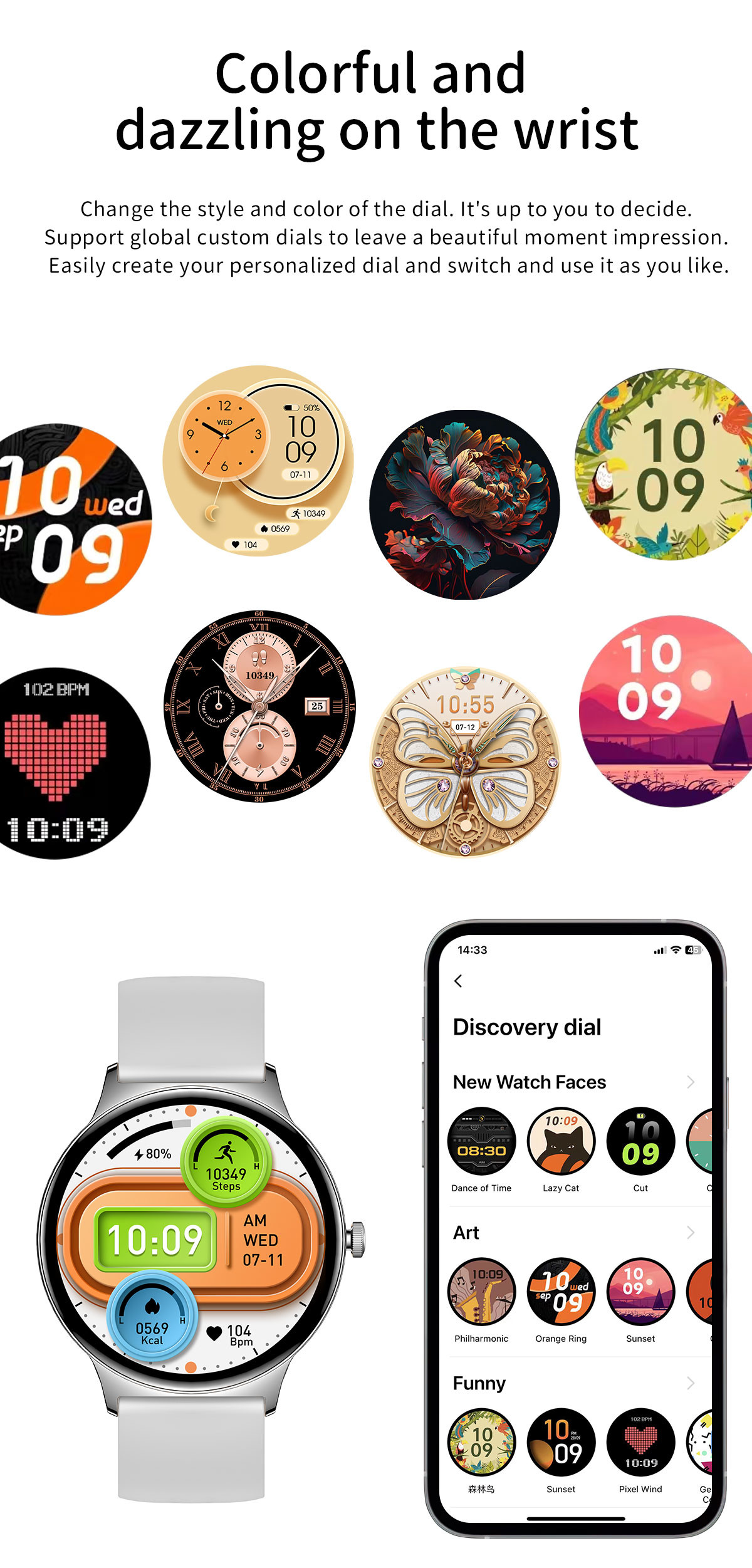 5.1Smart Women'S Bluetooth Watch Round Amoled Display OEM