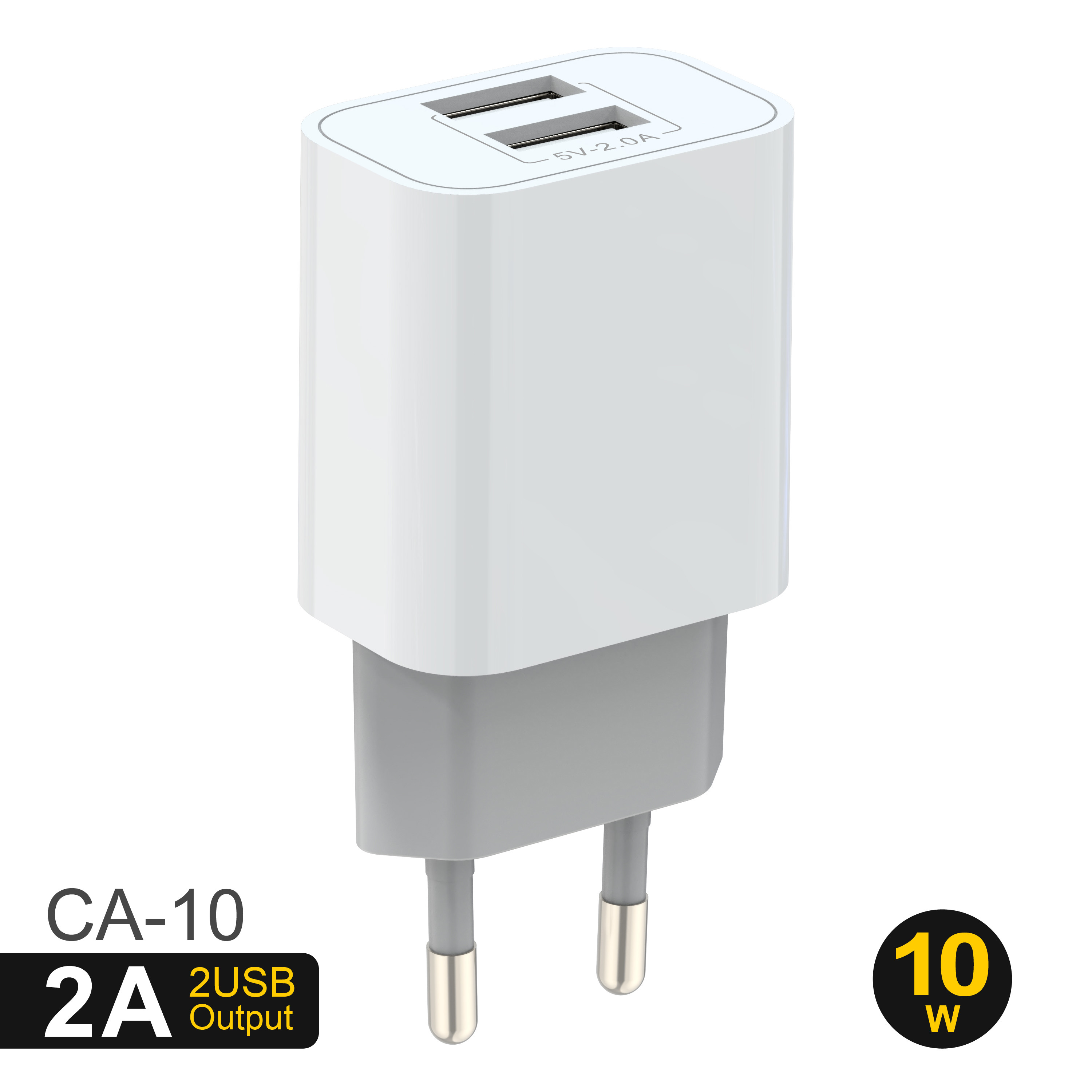 Travel Friendly Dual Port Charger 37x25x76.8mm easy carrying With EU Plug
