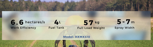 HXMX410 60 Acres/H 12s Agriculture UAV Drone 10L Tank Capacity Full Load 25KG Agri Spray Drone HXMX410