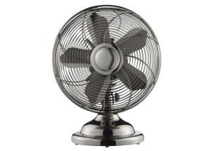China Brushed Nickel Portable Metal Desk Fan Strong Wind 120V 50HZ / 60HZ wholesale