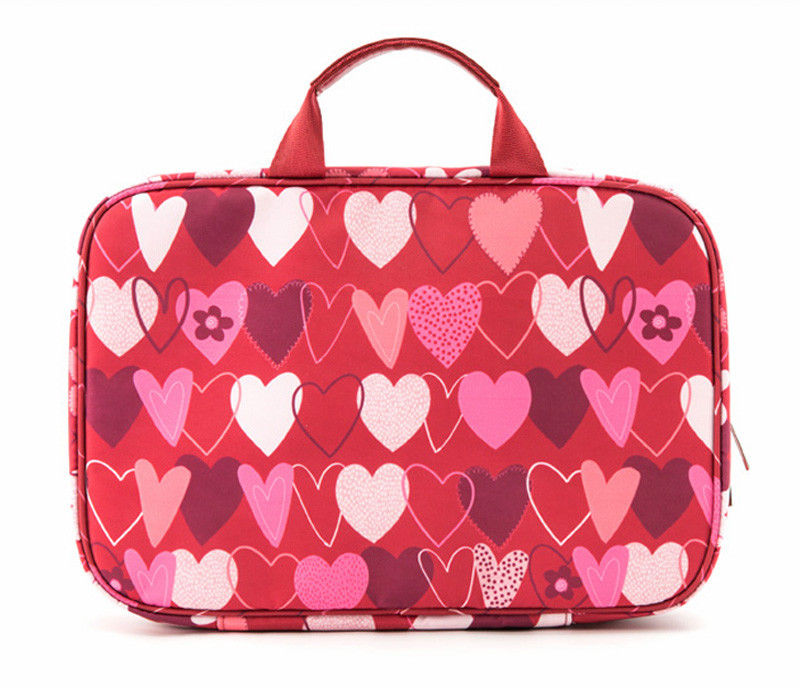 L28*D8*H19CM Portable Vintage Heart Printed Makeup Bag Case