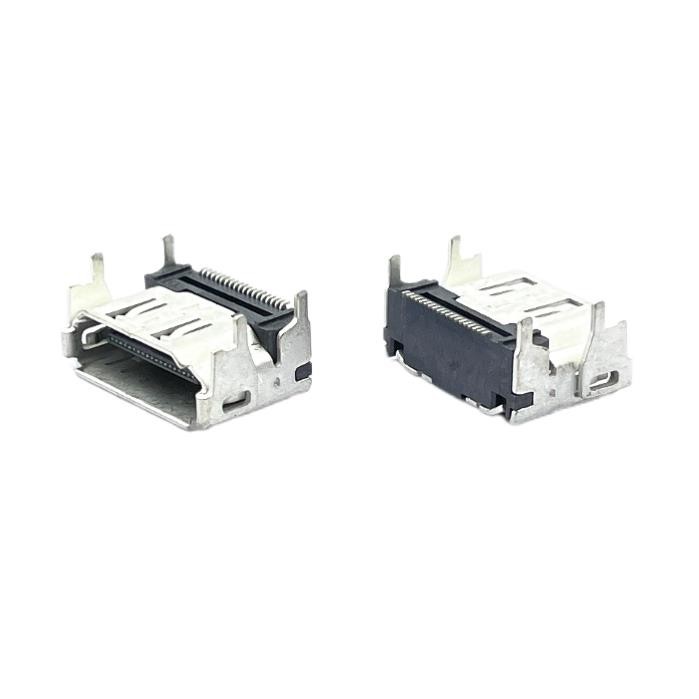 OEM LCP Micro HDMI Connector Plug SMT RA 19Pin Socket Panel Grd Flange