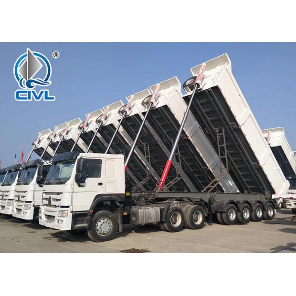 CIMC Semitrailer Rear 50 Ton 4 Axle Dump Semi Trailer Trucks With Front Lifting