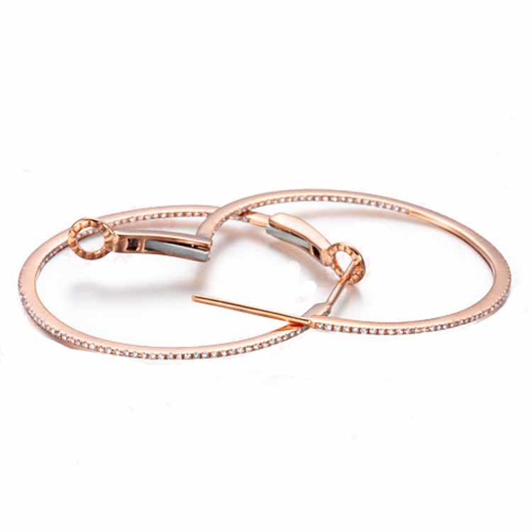 Hot Sale 18K Rose Gold Pave Diamonds Hoop Earring for women Gift (GDE015)