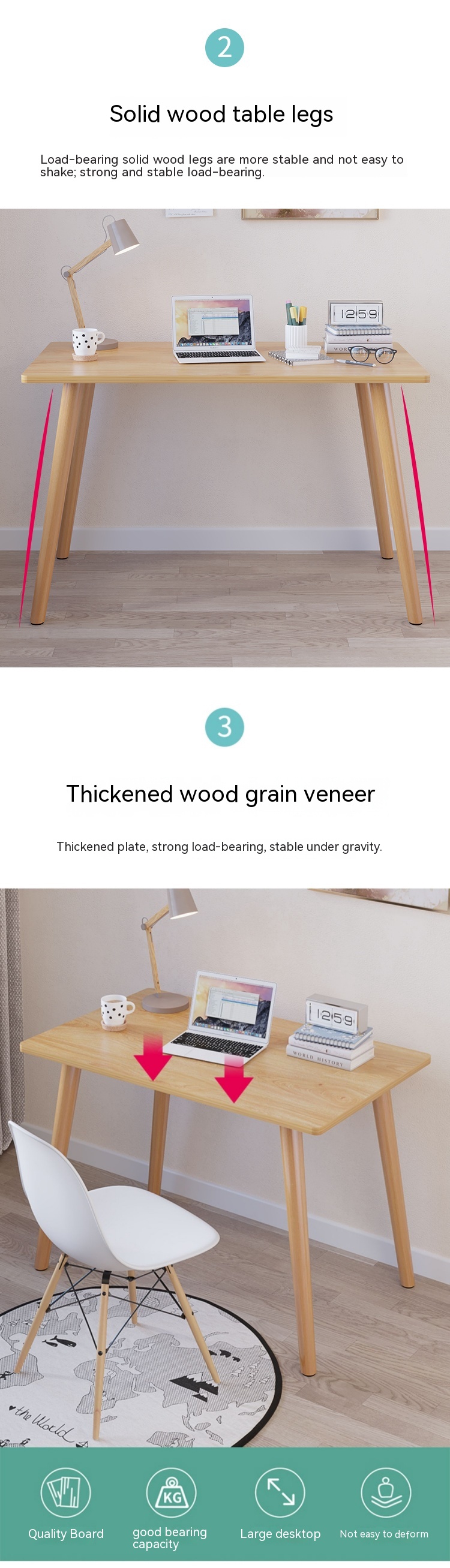 Wooden Office Furniture Simple Laptop Table Desk and Chair Set for Girls' Study Room