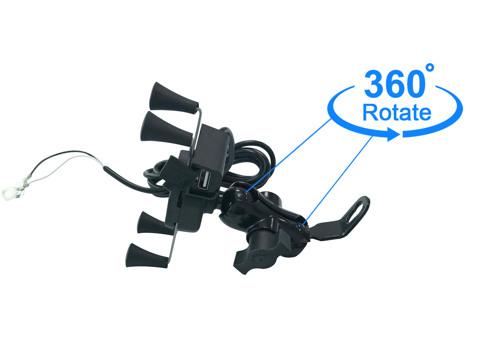 Wholesale 360 Rotation Mobile Phone Mount Holder Bracket Motorcycle Phone Holder With Usb Charger