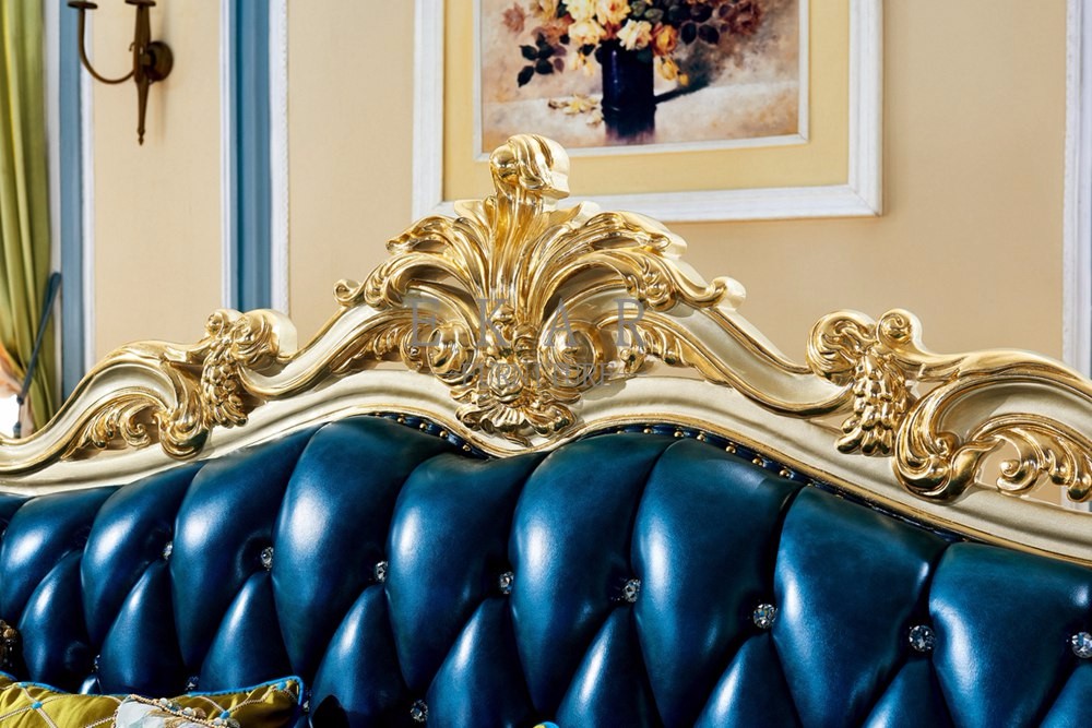 Wooden Frame Italian Leather Luxury Sofa Set