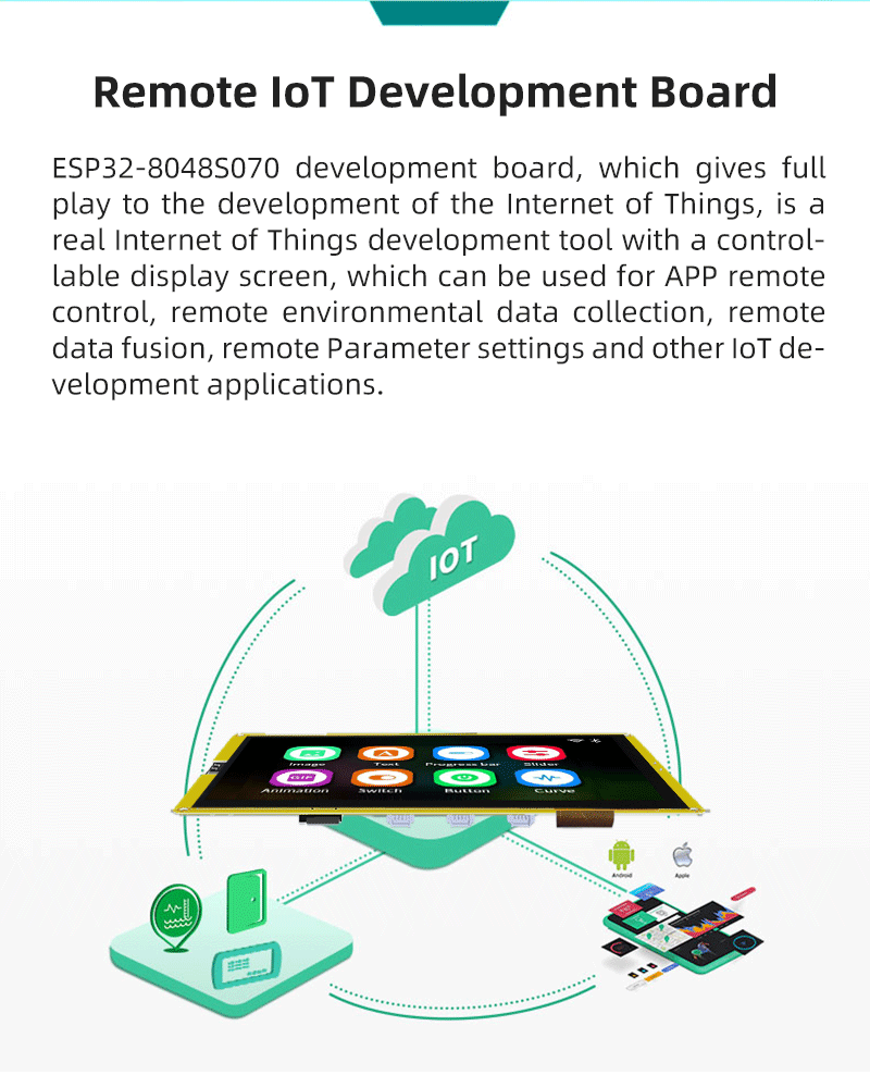 ESP32 7.0-inch TFT LCD display module with capacitive touch support for WiFi and Bluetooth