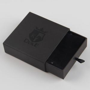 China Custom Black Jewelry Paper Box With Bag Necklace Sliding Gift Box Ribbon Tab wholesale