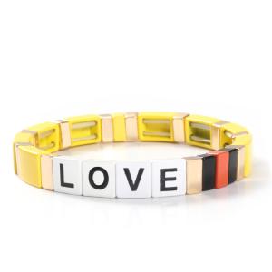 China Adjustable Rainbow Enamel Tile Bracelet Love Letters For Gift wholesale