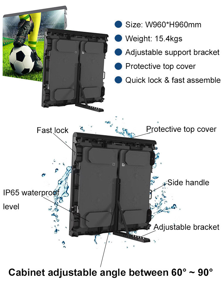 Football P10 6500nits Stadium Perimeter Led Display SMD3535