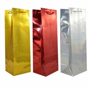 China Champagne Gift Packing Boxes Holographic Paper Bag Birthday Christmas Presents wholesale