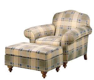 China Modern Comfortable Tartan Fabric Leisure Chair Ottoman Wood Frame wholesale