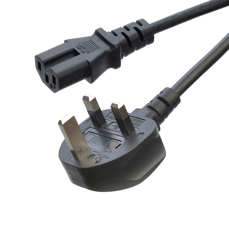 Black/Customized AC Plug IEC60320 C13 C5 With 3 Pin Power Cord UK BS Standard 10A-16A Rated Current Supply Power Cable