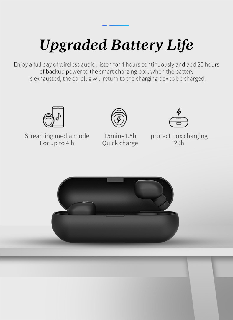 Sweatproof Bluetooth 5.0 Earphone 3D Stereo Sound tws Wireless earbuds earphone with 400mAh Charging Box