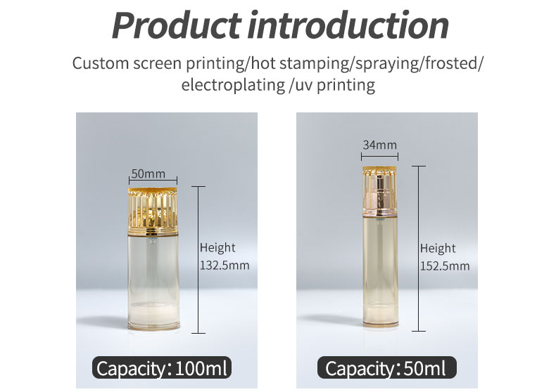 50ml 100ml 120ml Airless Bottles Cosmetic Sunscreen Pump Bottle Replaceable