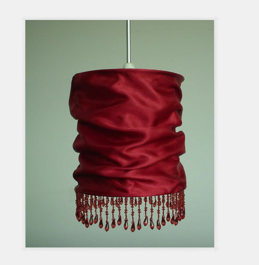 Collapsible Drum Navy Blue Velvet Lampshade With Clear Beads