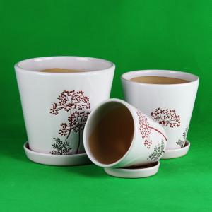 China Drainage Ceramic Pots For Round Plants Easy Maintenance wholesale