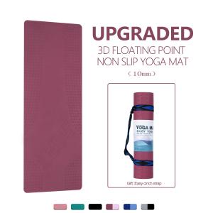China Purplish Red Sport Yoga Mat Extra Thick 10mm TPE Wear Resistance wholesale