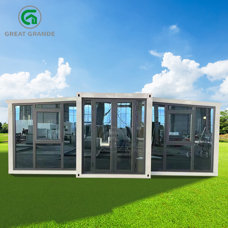 20ft Expandable Prefab Homes Manufacturer Galvanized Steel Frame Privacy Glass