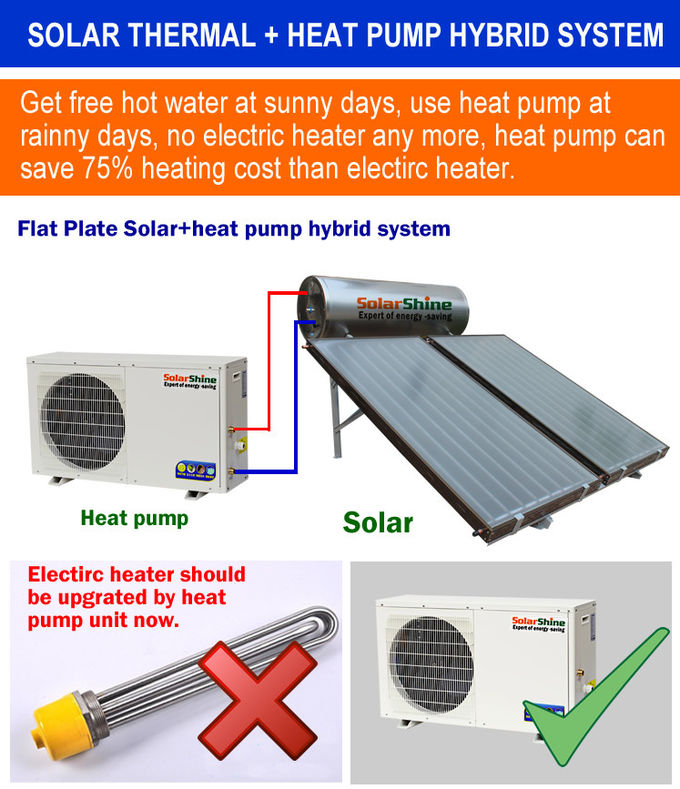 Black / White Solar Hybrid Water Heater 22 MM Connection Type Easy Installation