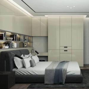 China Solid Wood Auto Swing Door Wardrobe White Anti Fouling Shaker Design wholesale