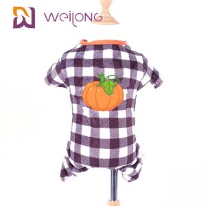 China Rubber Print Pumpkin Fleece Dog Pajamas Halloween Plaid Dog Pajamas wholesale