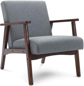 China Fabric Arm Living Room Armchair Upholstered Wooden Bedroom Apartment Grey wholesale