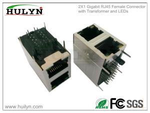 China 2X1 Stacked RJ45 Jack With 1000Base transformer and LEDs . wholesale