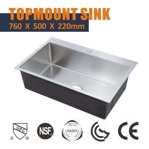 China 76x50 Topmount Stainless Steel Kitchen Sink Rectangular 16 Gauge wholesale