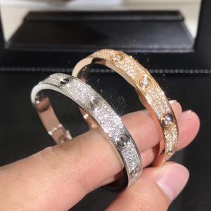 China Popular Beautiful Gorgeous Factory Made 18k Car Tier Yellow/White/Rose Gold And Natural Diamonds LOVE Bracelet wholesale