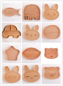 China Cartoon Wooden Serving Plates Children Food Supplement Divided Dinner Plate wholesale