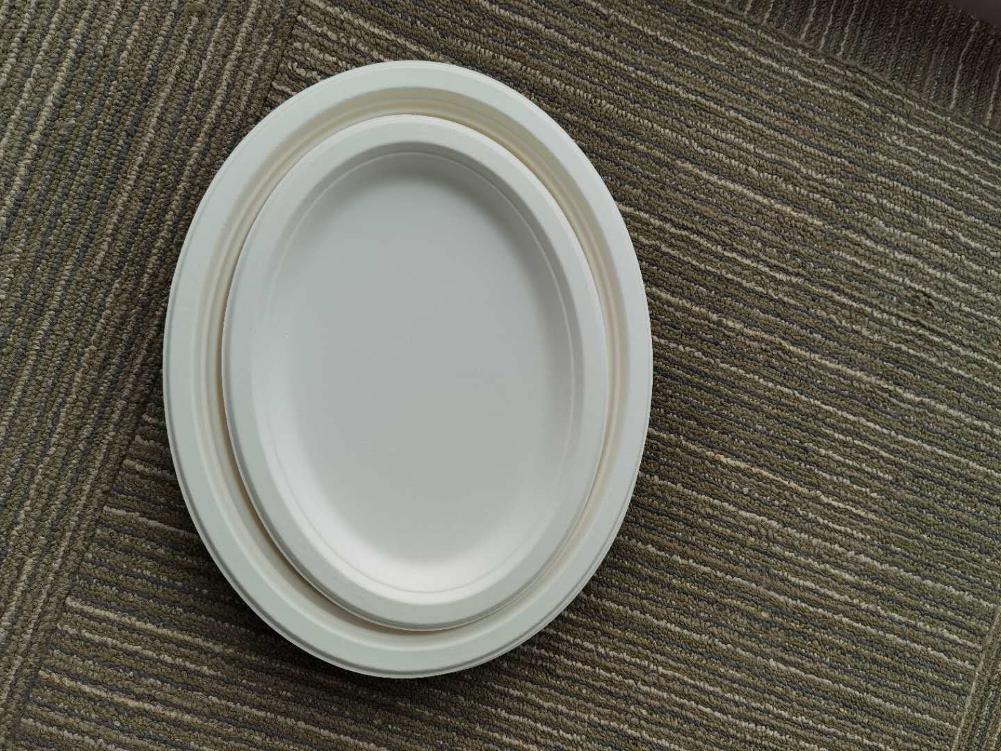 10 / 12 Inch Oval Restaurant Nature Bagasse Paper Plates